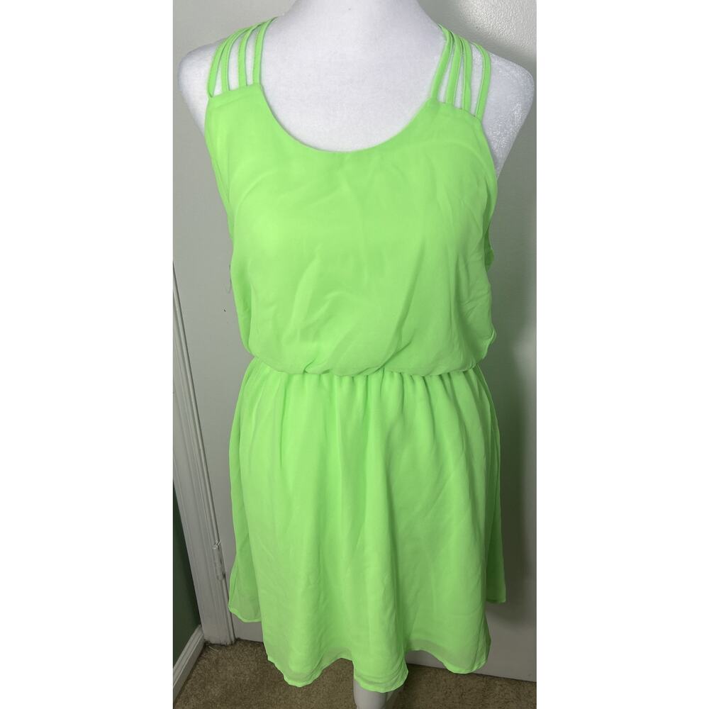 Cals L Neon Green Halter Summer Y2K‎ 2000s Beach Vacation Dress